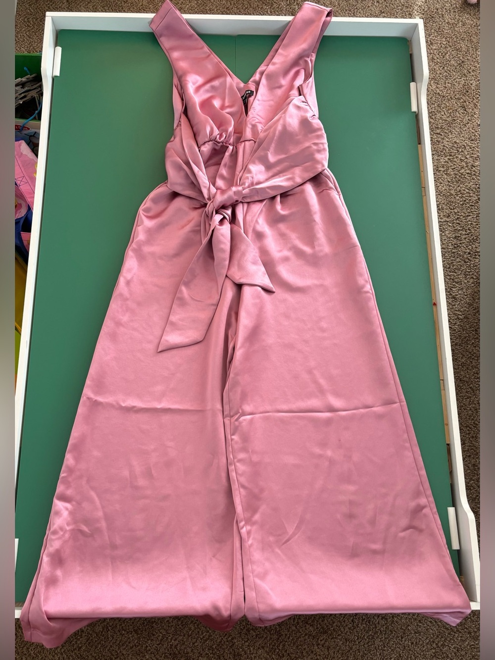 Express Women Size XS Pink Satin V-Neck Jumpsuit